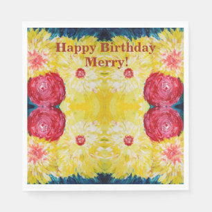 Floral Explosion Abstrcat Painting Napkin