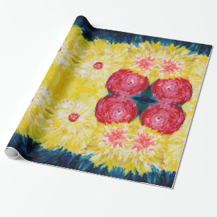 Floral Explosion Abstrcat Painting Wrapping Paper