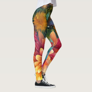 Floral Explosion: Bursting Colour Pattern Leggings