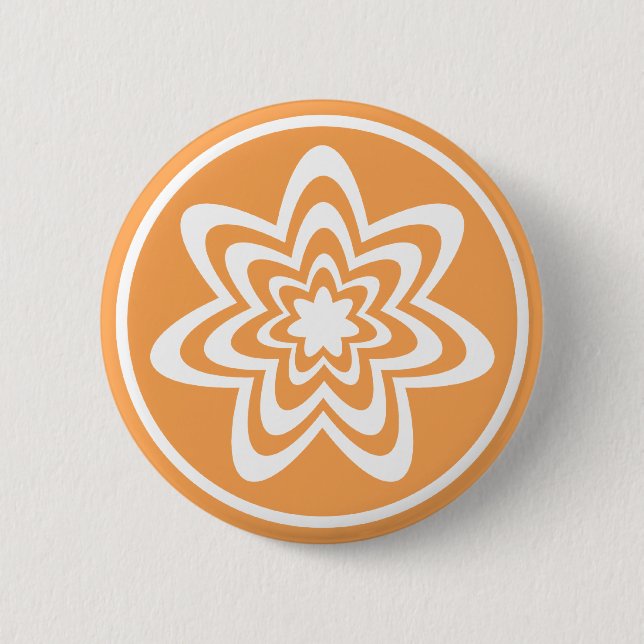 Floral Explosion Button, Orange 2 Inch Round Button (Front)