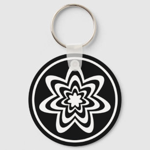 Floral Explosion Keychain, Black Keychain