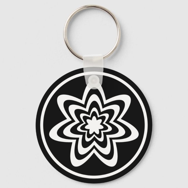 Floral Explosion Keychain, Black Keychain (Front)