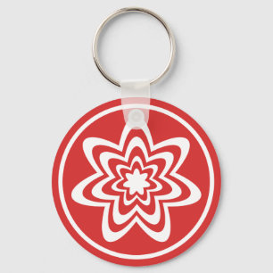 Floral Explosion Keychain, Bright Red Keychain