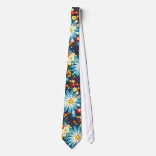 Floral Explosion of Colour on Blue Tie