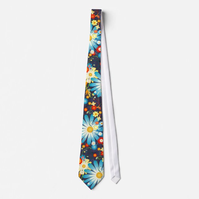 Floral Explosion of Colour on Blue Tie (Front)