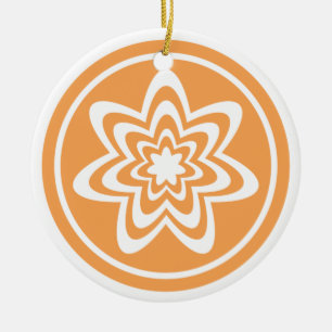 Floral Explosion Ornament, Tangerine Ceramic Ornament