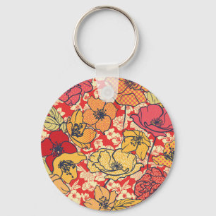 Floral Explosion: Seamless Vintage Trend. Keychain