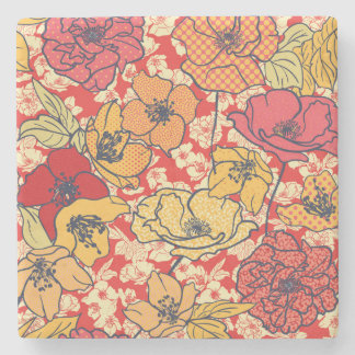 Floral Explosion: Seamless Vintage Trend. Stone Coaster