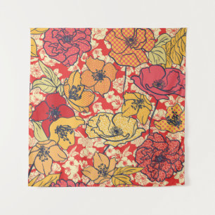 Floral Explosion: Seamless Vintage Trend. Tapestry