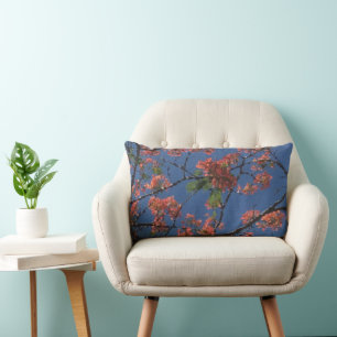 Floral Fabric, Blue Lumbar Pillow