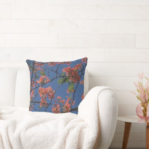 Floral Fabric, Blue Throw Pillow