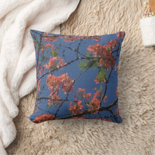 Floral Fabric, Blue Throw Pillow