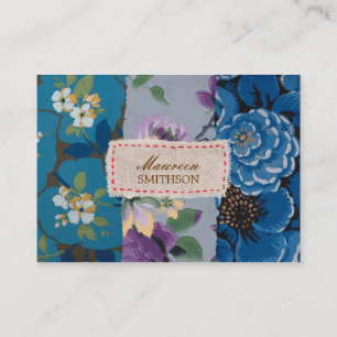 Floral Fabric Patchwork (Blue) Personalized Business Card
