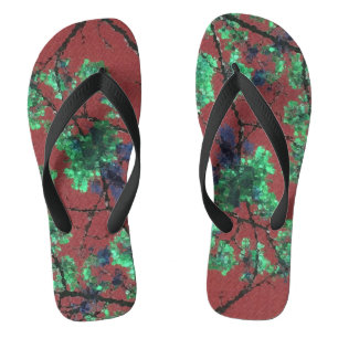 Floral Fabric, Red Flip Flops