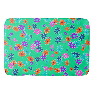 Floral Fabric Seamless Pattern coloured Bath Mat