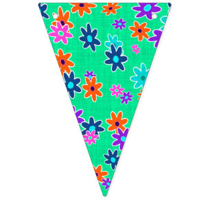 Floral Fabric Seamless Pattern coloured Bunting Flags