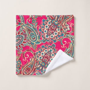 Floral fabric with paisley ornament seamless patte wash cloth