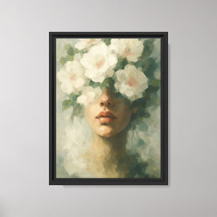 Floral Face Canvas Wall Art Print