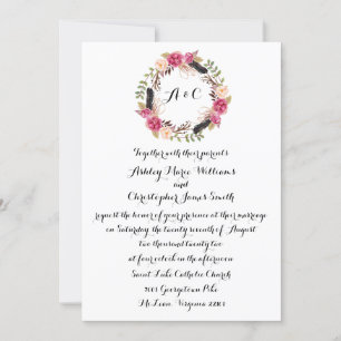 Floral Faire-part de mariage Élégant Invitation de