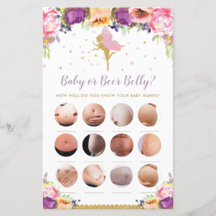 Floral Fairy Baby or Beer Belly Baby Shower Game