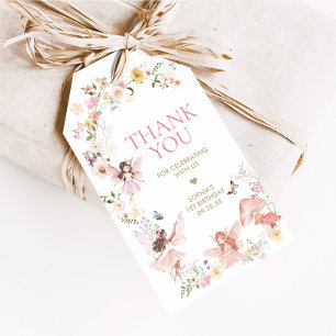 Floral Fairy First Birthday Party Favour Tags