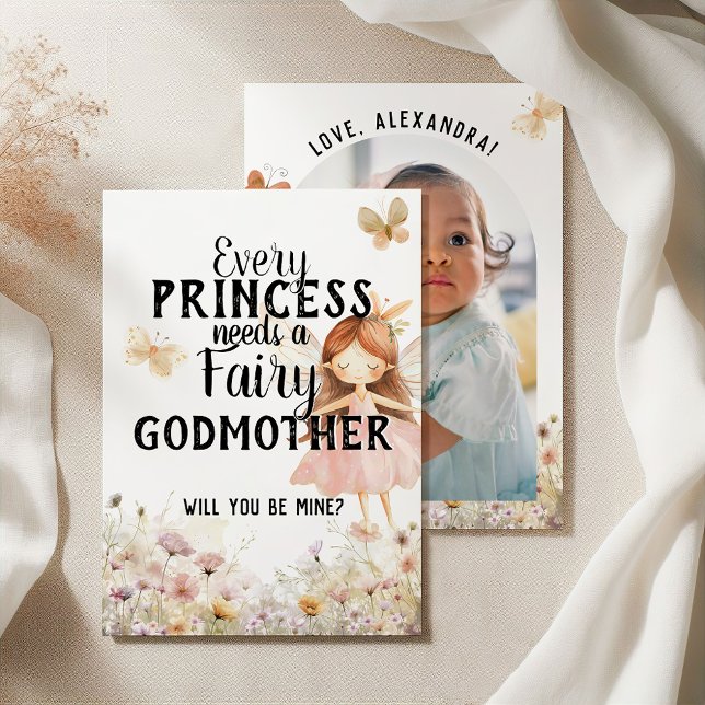 Floral Fairy Godmother Proposal Photo Thank You Card (Floral Fairy Godmother Proposal Photo Thank You Card)