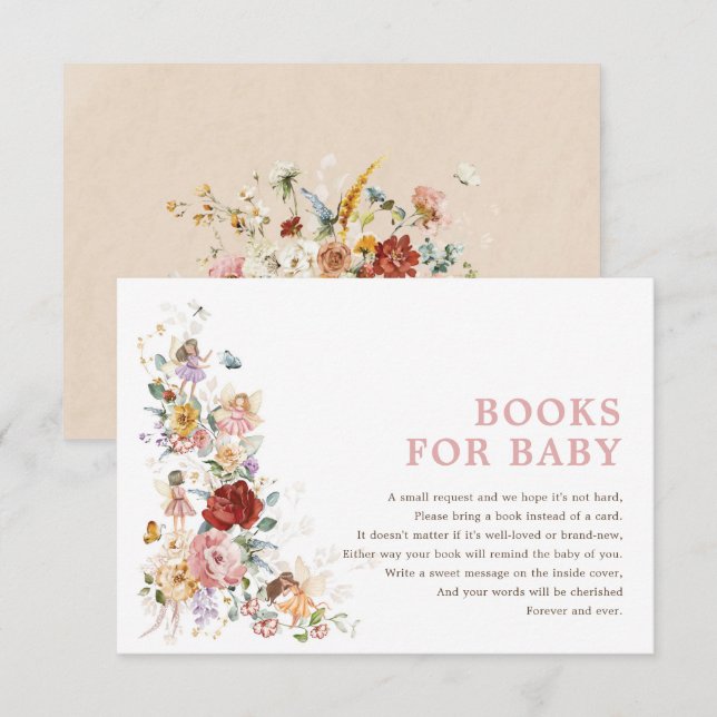 Floral Fairy Princess Garden Party Books for Baby Enclosure Card (Front/Back)