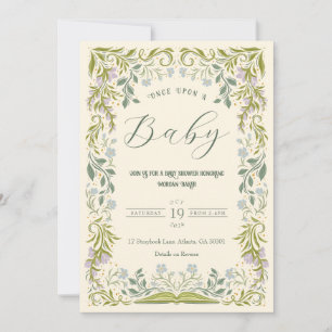 Floral Fairytale Book Baby Shower Invitation
