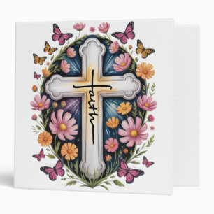 Floral Faith Cross  Binder