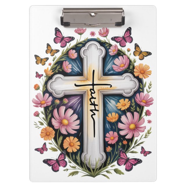 Floral Faith Cross  Clipboard (Front)