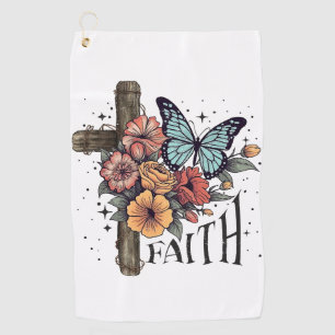 Floral Faith Cross Golf Towel