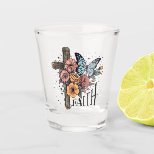 Floral Faith Cross Shot Glass