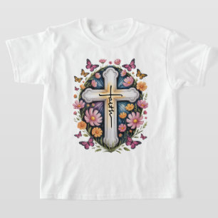 Floral Faith Cross  T-Shirt