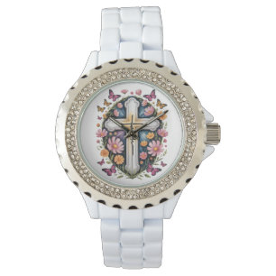 Floral Faith Cross  Watch