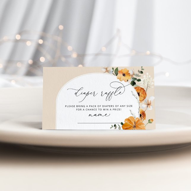 Floral Fall arch diaper raffle ticket Enclosure Card (Creator Uploaded)