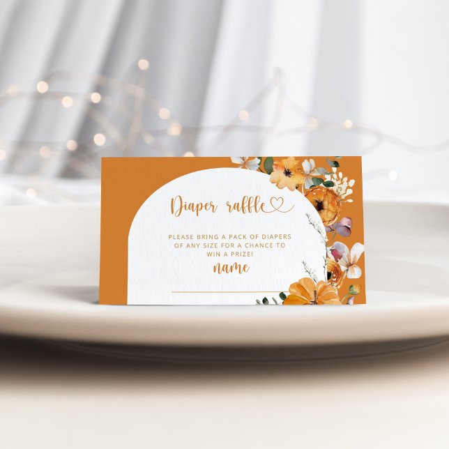 Floral Fall arch pumpkin diaper raffle ticket Enclosure Card (Creator Uploaded)