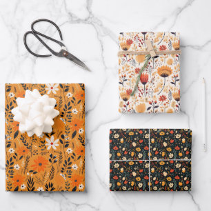 Floral Fall Autumn Patterns  Wrapping Paper Sheets