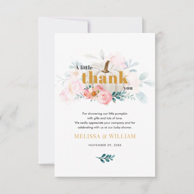 Floral Fall Baby Shower Thank You Card (Front)