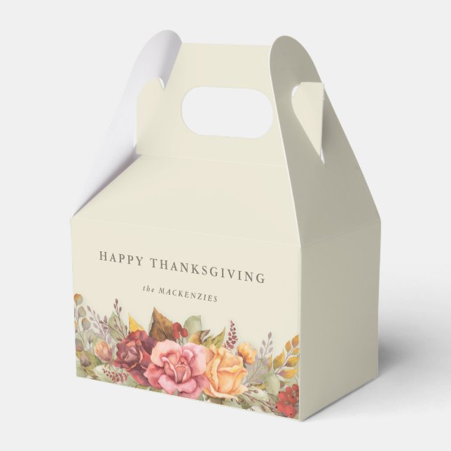 Floral Fall Border Thanksgiving Favor Box (Front Side)