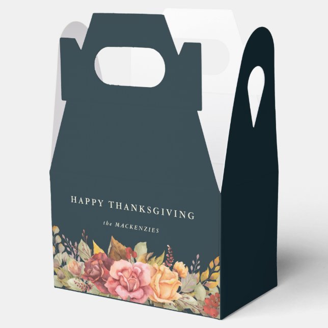 Floral Fall Border Thanksgiving Favor Box (Opened)