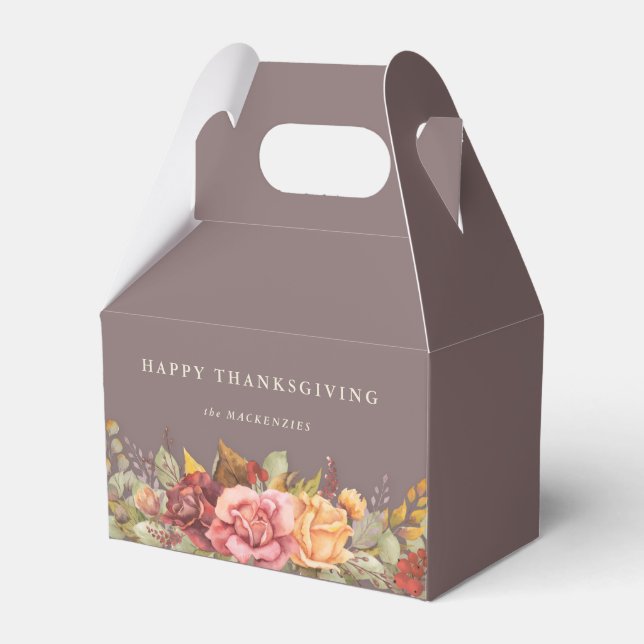 Floral Fall Border Thanksgiving Favor Box (Front Side)