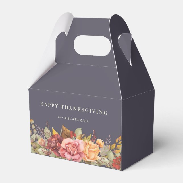 Floral Fall Border Thanksgiving Favor Box (Front Side)