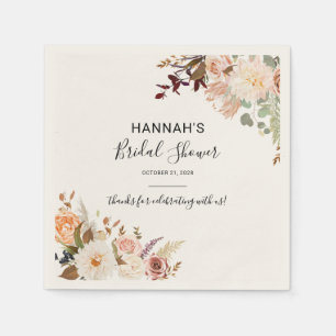 Floral Fall Botanical Bridal Shower Paper Napkin