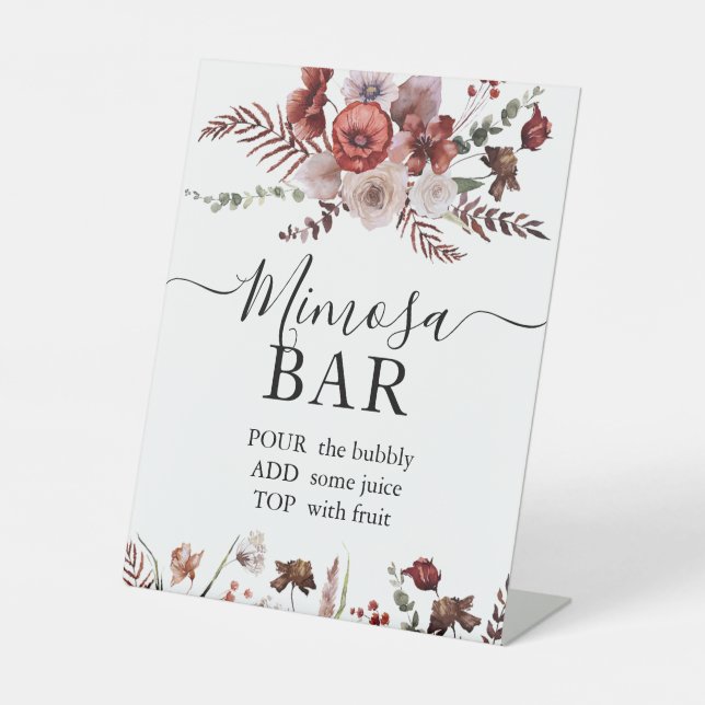 Floral Fall Bridal Shower Mimosa Bar Sign  (Front)