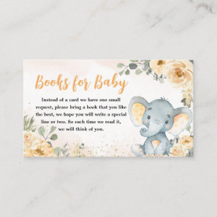Floral Fall Elephant Baby Shower Books for Baby Enclosure Card