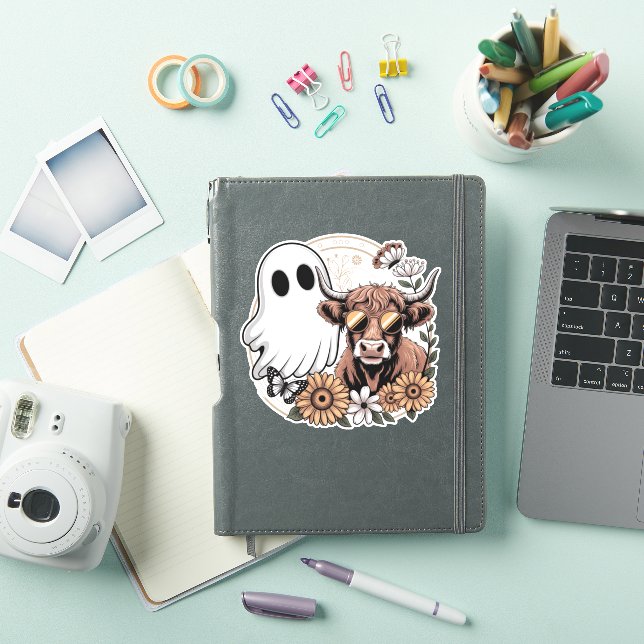 Floral Fall Highland Cow Ghost (iPad Cover)