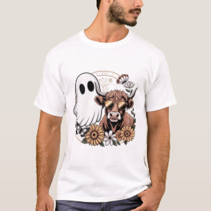 Floral Fall Highland Cow Ghost T-Shirt