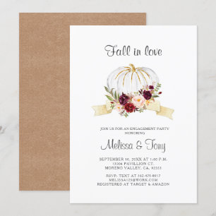 Floral Fall in love Pumpkin engagement Invitation