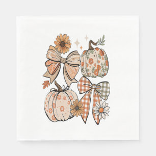 Floral Fall Pumpkin Coquette Boho Fall Bow Napkin
