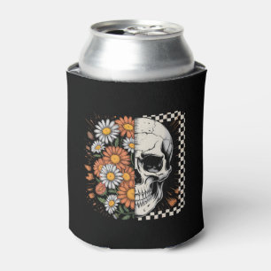 Floral Fall Skeleton Boho Halloween Can Cooler
